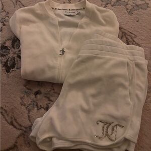 Juicy Couture White/Cream Terry Cloth Shorts Set